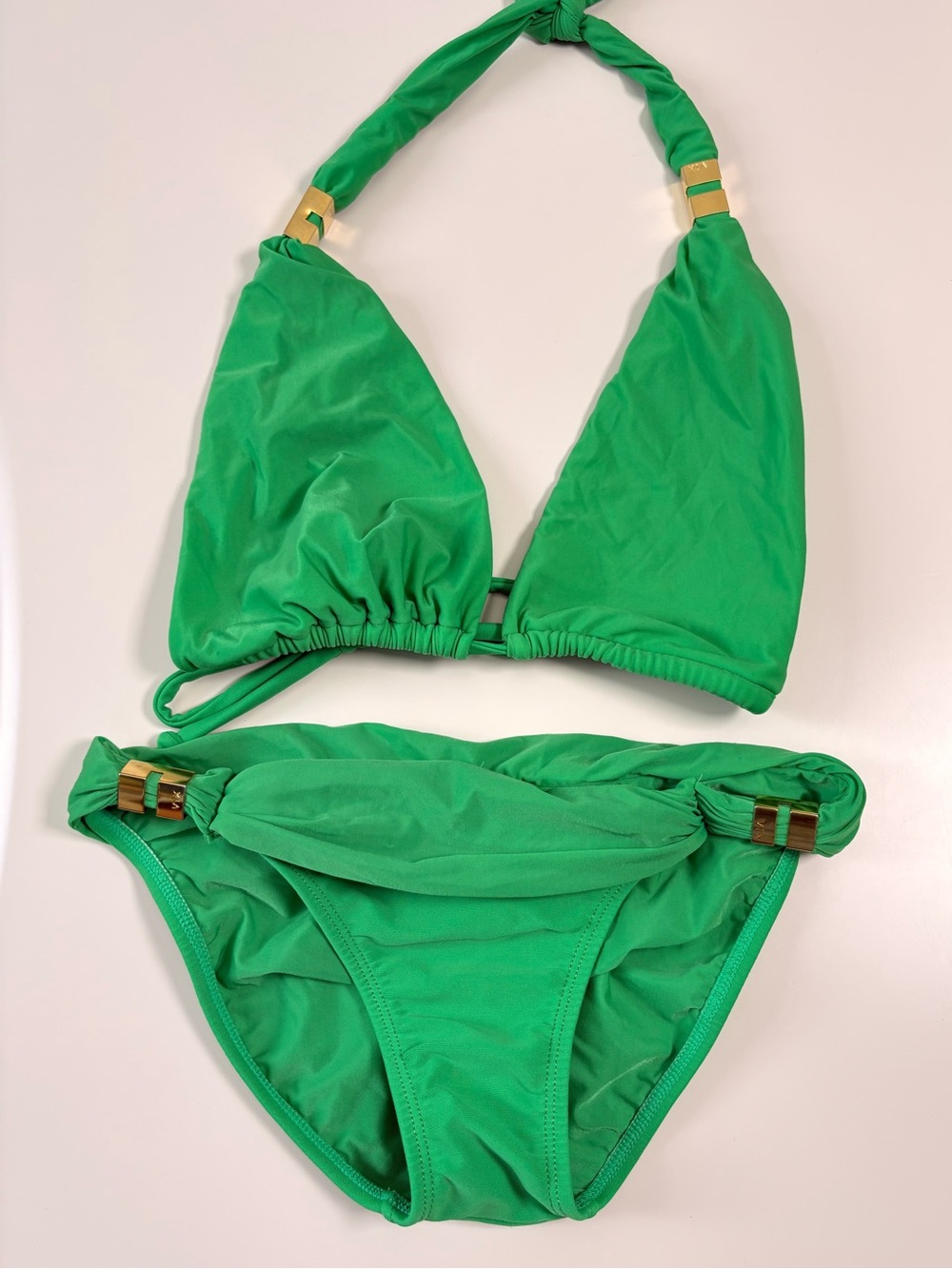 VIX PAULA HERMANY - Vibrant Green Bikini Set with Gold Accents